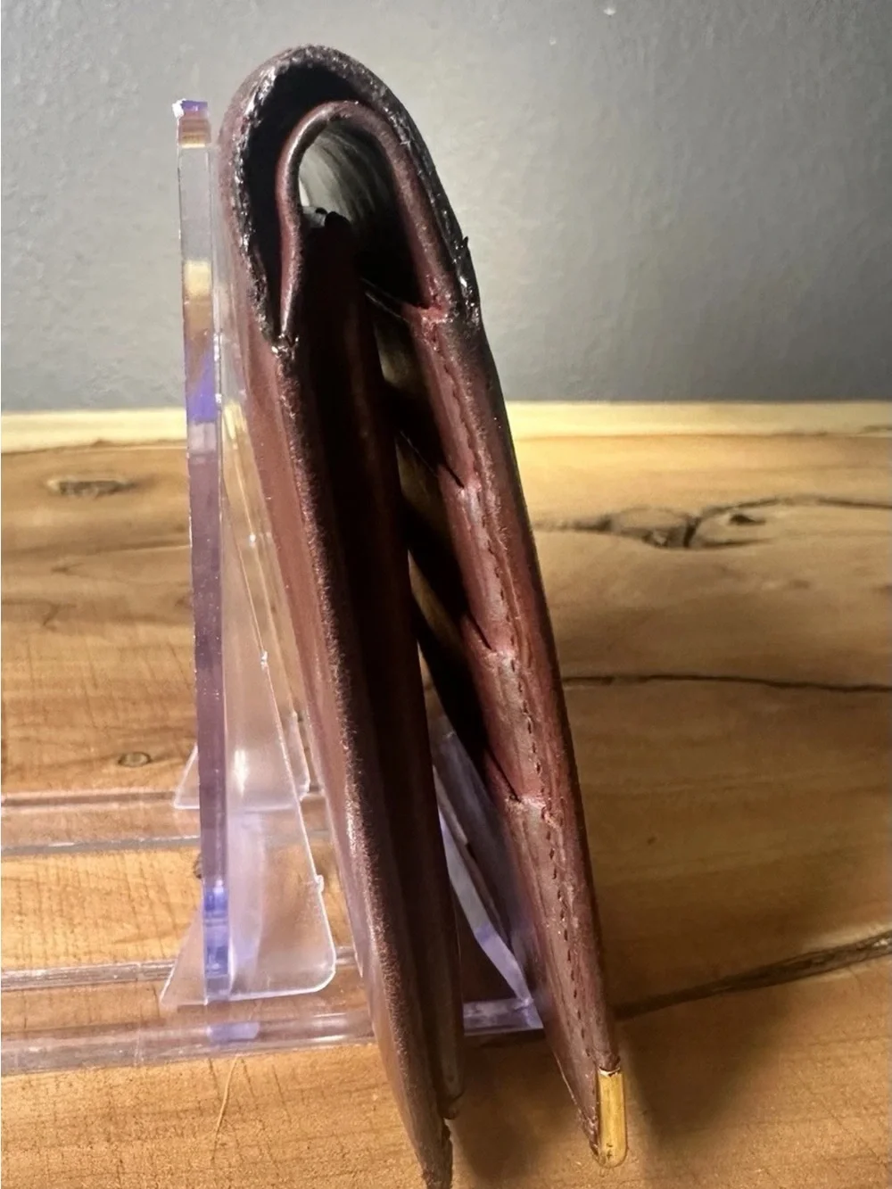 Vintage Cartier Must De Cartier Leather Bifold Wallet Coin Pocket Burgundy